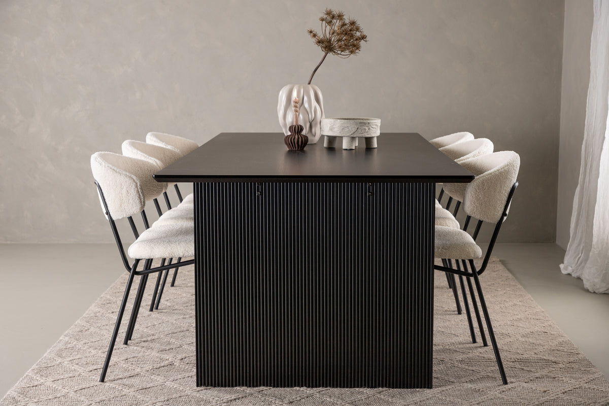 Venture Design Chico & Vail Matstolar 2-pack Vit + Rektangulära Matbord 200 x 100 Svart
