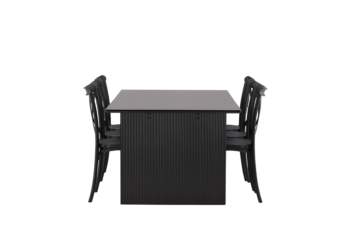 Venture Design Crosett & Vail Matstolar 2-pack Svart + Rektangulära Matbord 200 x 100 Svart