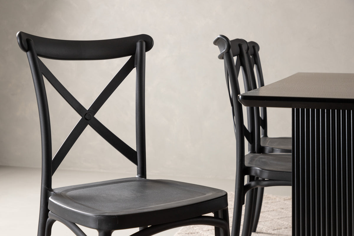 Venture Design Crosett & Vail Matstolar 2-pack Svart + Rektangulära Matbord 200 x 100 Svart