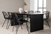 Venture Design Dyrön & Vail Matstolar 2-pack Svart + Rektangulära Matbord 200 x 100 Svart