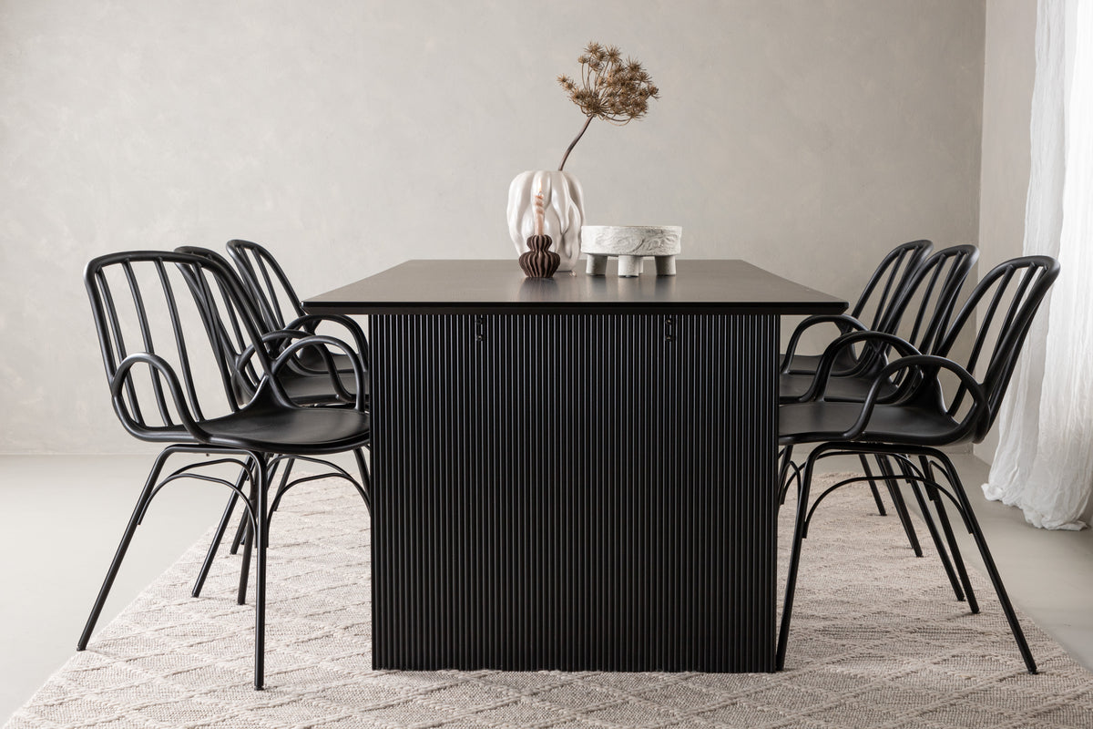 Venture Design Dyrön & Vail Matstolar 2-pack Svart + Rektangulära Matbord 200 x 100 Svart