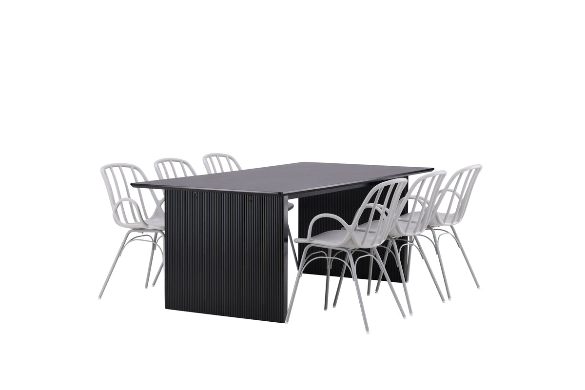 Venture Design Dyrön & Vail Matstolar 2-pack Ljusgrå + Rektangulära Matbord 200 x 100 Svart