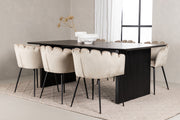 Venture Design Limhamn & Vail Matstolar Beige + Rektangulära Matbord 200 x 100 Svart