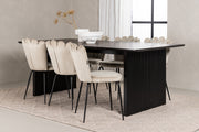 Venture Design Limhamn & Vail Matstolar 2-pack Beige + Rektangulära Matbord 200 x 100 Svart