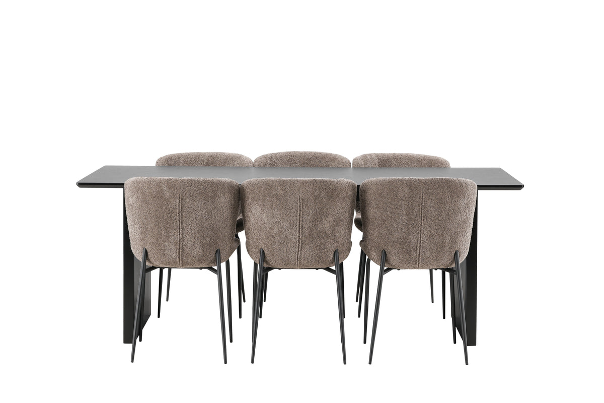 Venture Design Modesto & Vail Matstolar 2-pack Brun + Rektangulära Matbord 200 x 100 Svart