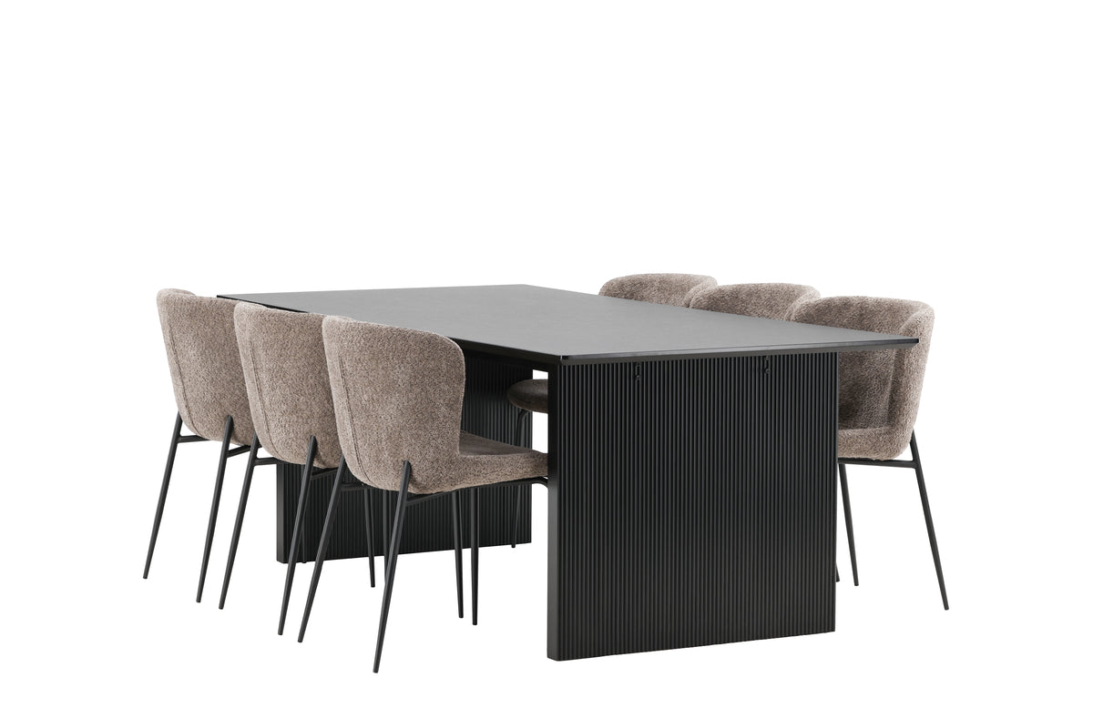 Venture Design Modesto & Vail Matstolar 2-pack Brun + Rektangulära Matbord 200 x 100 Svart