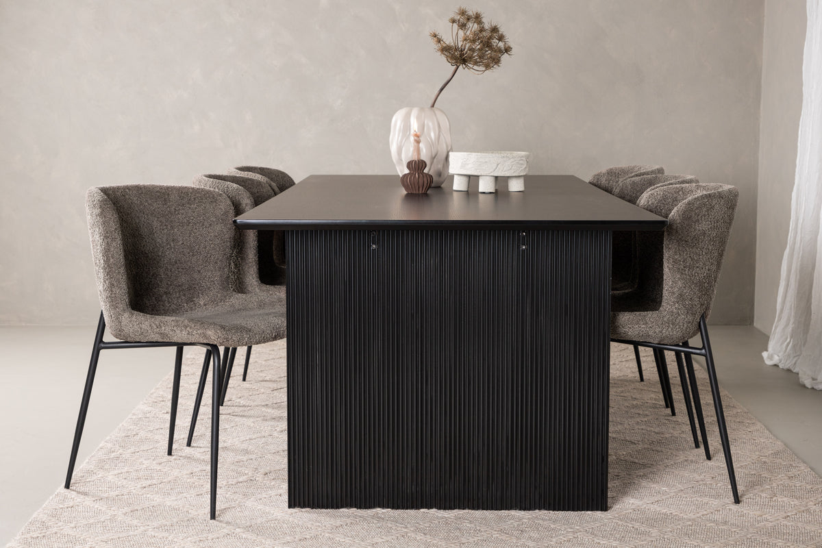 Venture Design Modesto & Vail Matstolar 2-pack Brun + Rektangulära Matbord 200 x 100 Svart