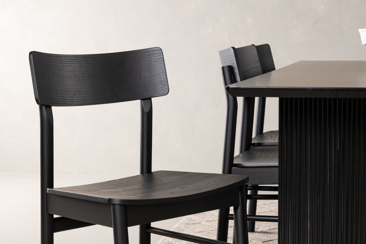 Venture Design Montros & Vail Matstolar 2-pack Svart + Rektangulära Matbord 200 x 100 Svart