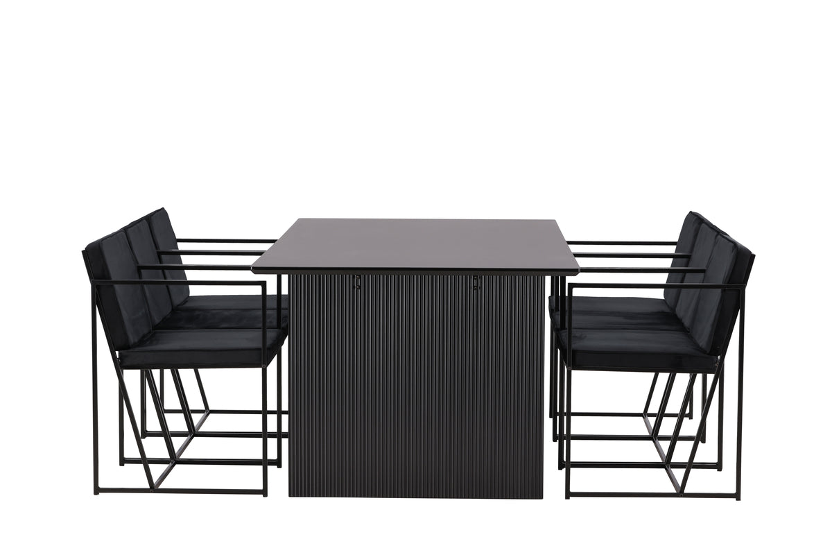 Venture Design Richmond & Vail Matstolar 2-pack Svart + Rektangulära Matbord 200 x 100 Svart