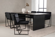 Venture Design Richmond & Vail Matstolar 2-pack Svart + Rektangulära Matbord 200 x 100 Svart