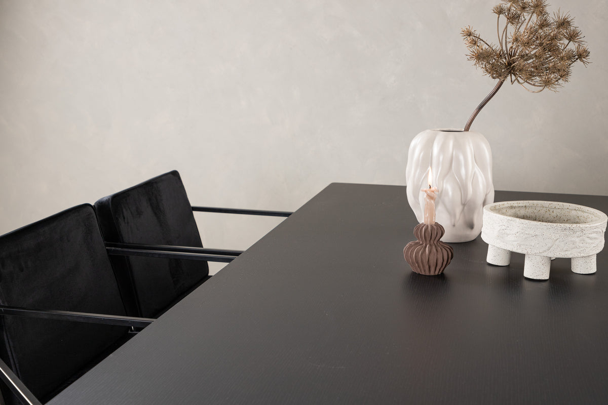 Venture Design Richmond & Vail Matstolar 2-pack Svart + Rektangulära Matbord 200 x 100 Svart