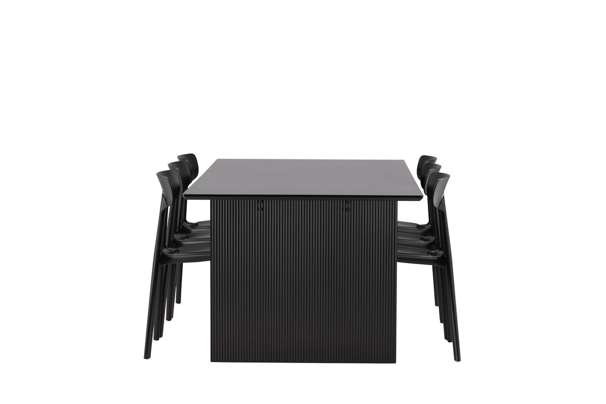 Venture Design Ursholmen & Vail Matstolar 2-pack Svart + Rektangulära Matbord 200 x 100 Svart