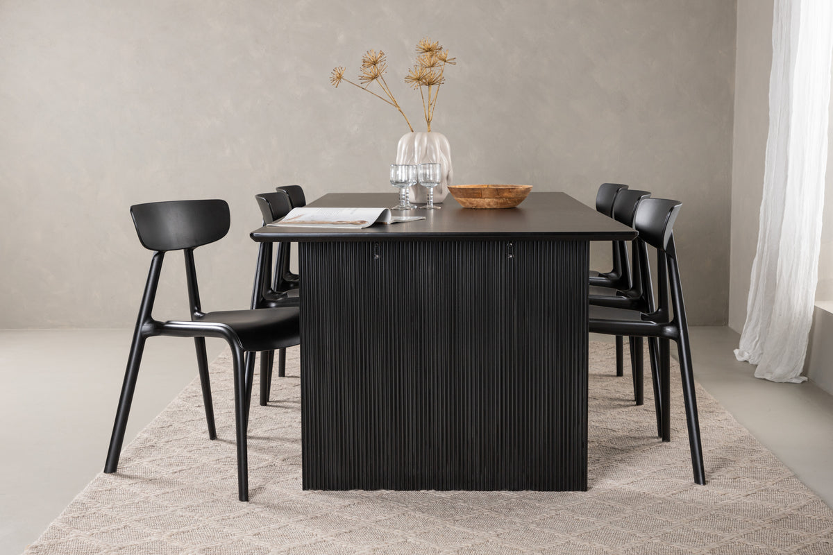 Venture Design Ursholmen & Vail Matstolar 2-pack Svart + Rektangulära Matbord 200 x 100 Svart