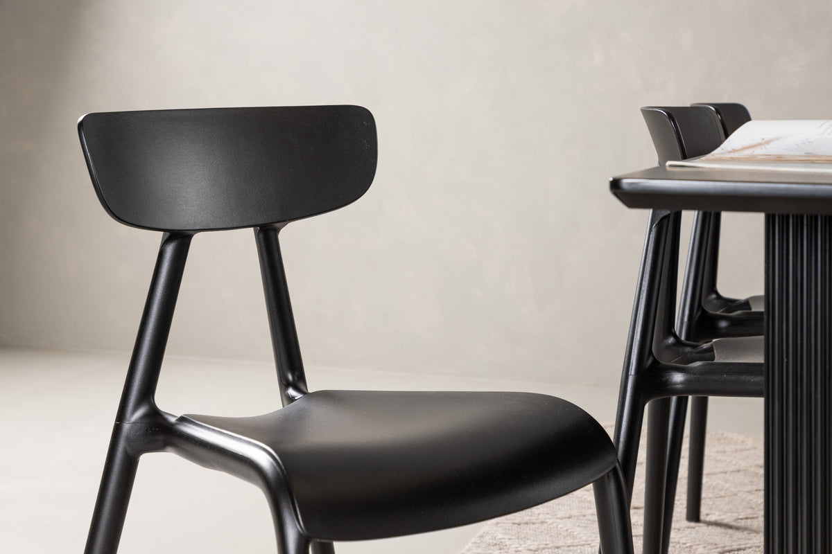 Venture Design Ursholmen & Vail Matstolar 2-pack Svart + Rektangulära Matbord 200 x 100 Svart