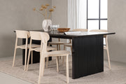 Venture Design Åstol & Vail Matstolar 2-pack Beige + Rektangulära Matbord 200 x 100 Svart