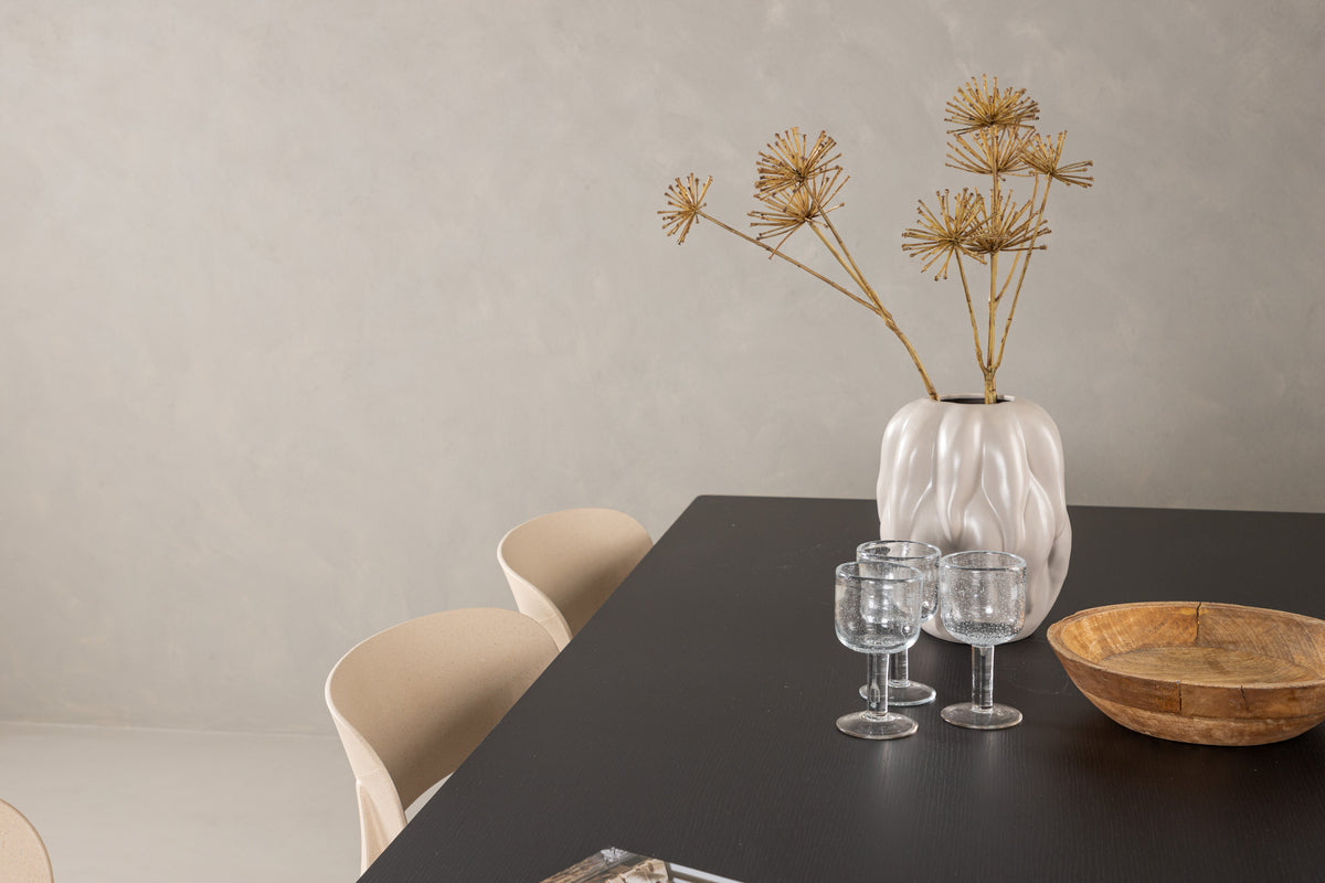Venture Design Åstol & Vail Matstolar 2-pack Beige + Rektangulära Matbord 200 x 100 Svart