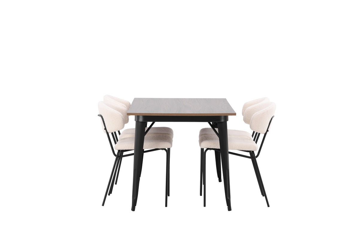 Venture Design Chico & Tempe Matstolar 2-pack Vit + Rektangulära Matbord 140 x 80 Valnöt