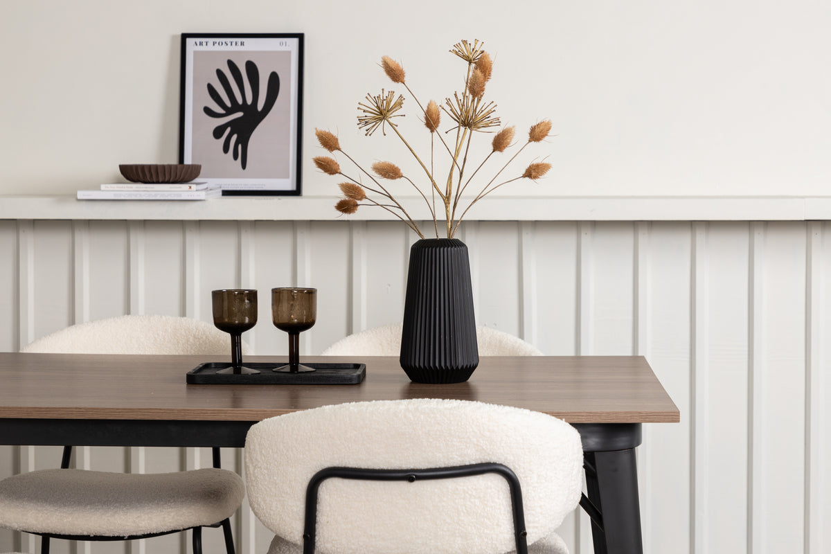 Venture Design Chico & Tempe Matstolar 2-pack Vit + Rektangulära Matbord 140 x 80 Valnöt