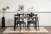Venture Design Crosett & Tempe Matstolar 2-pack Svart + Rektangulära Matbord 140 x 80 Valnöt