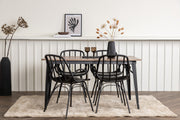 Venture Design Tempe & Dyrön Rektangulära Matbord 140 x 80 Valnöt + Matstolar 2-pack Svart