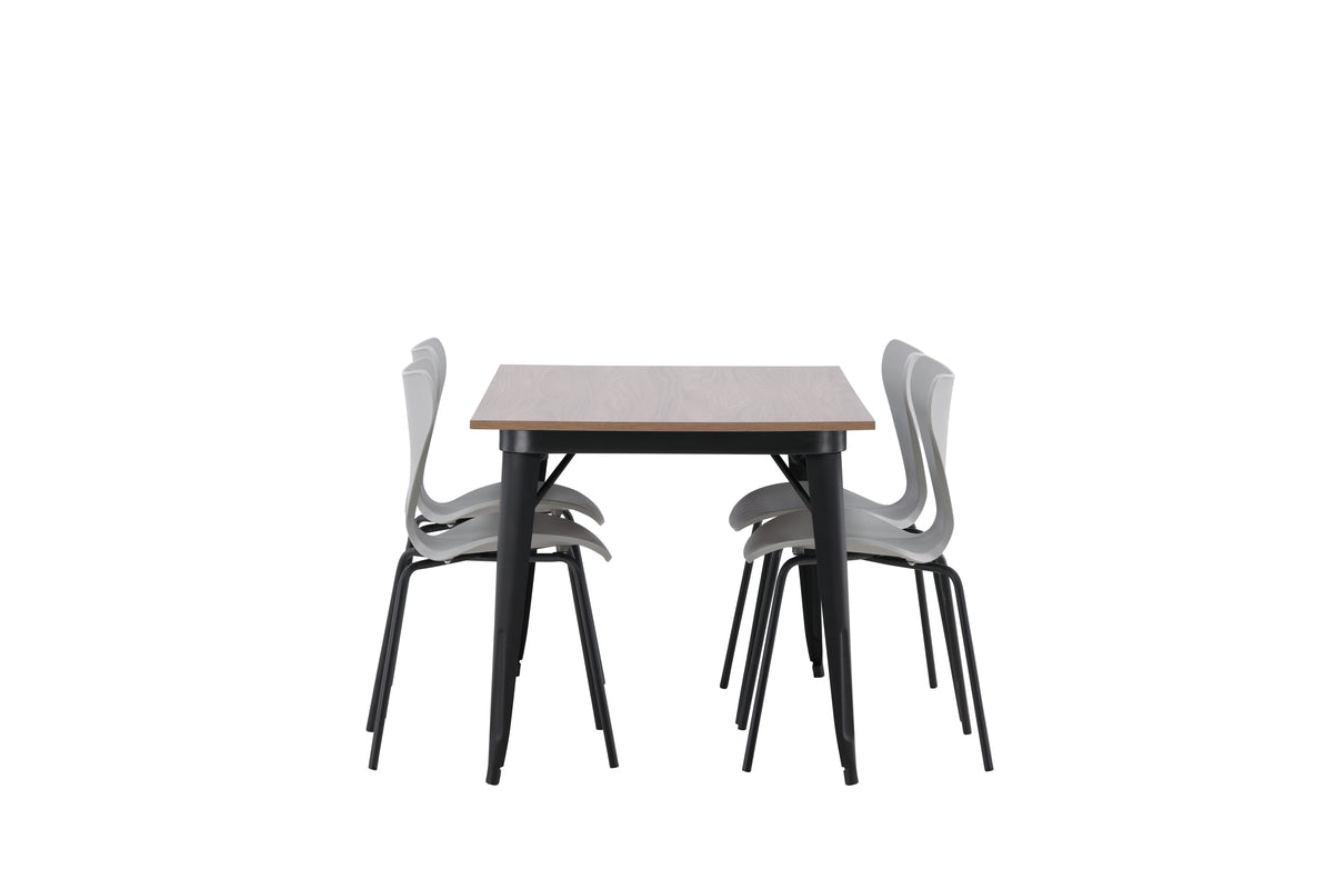 Venture Design Tempe & Estes Matbord 80x140 + Matstolar Ljusgrå