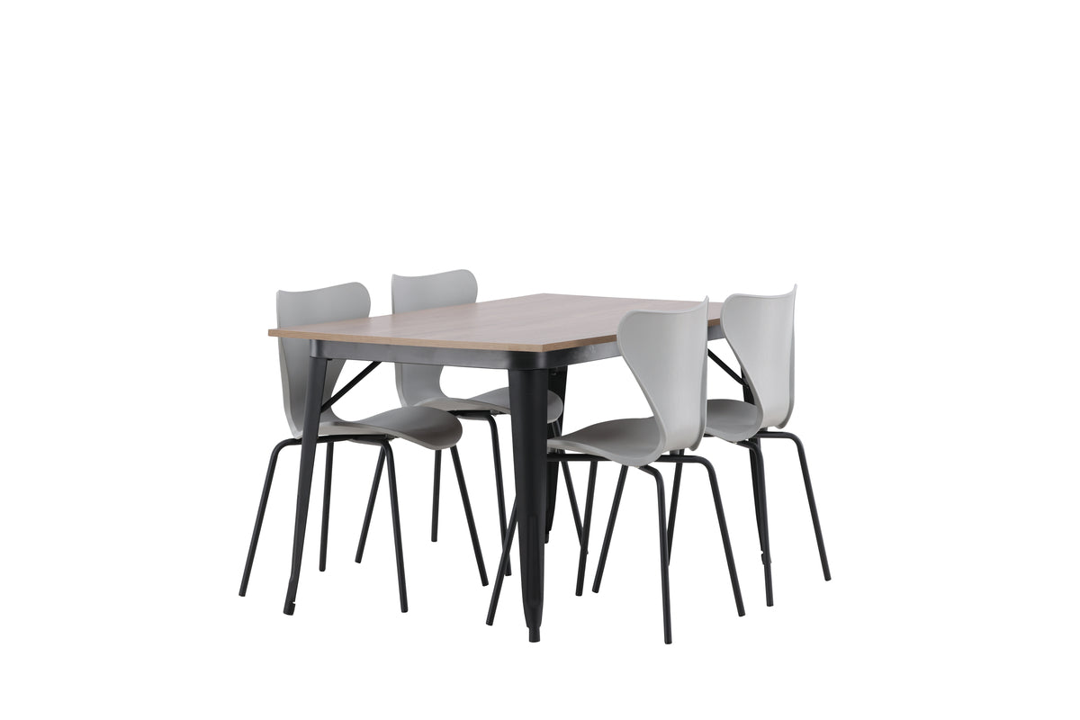 Venture Design Tempe & Estes Matbord 80x140 + Matstolar Ljusgrå