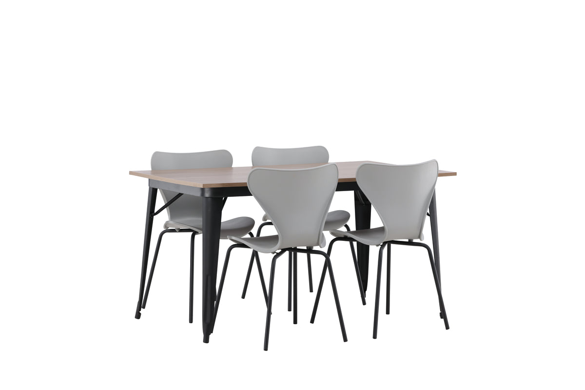 Venture Design Tempe & Estes Matbord 80x140 + Matstolar Ljusgrå