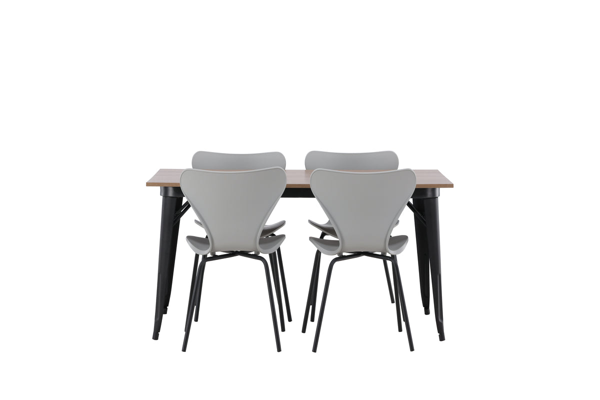 Venture Design Tempe & Estes Matbord 80x140 + Matstolar Ljusgrå