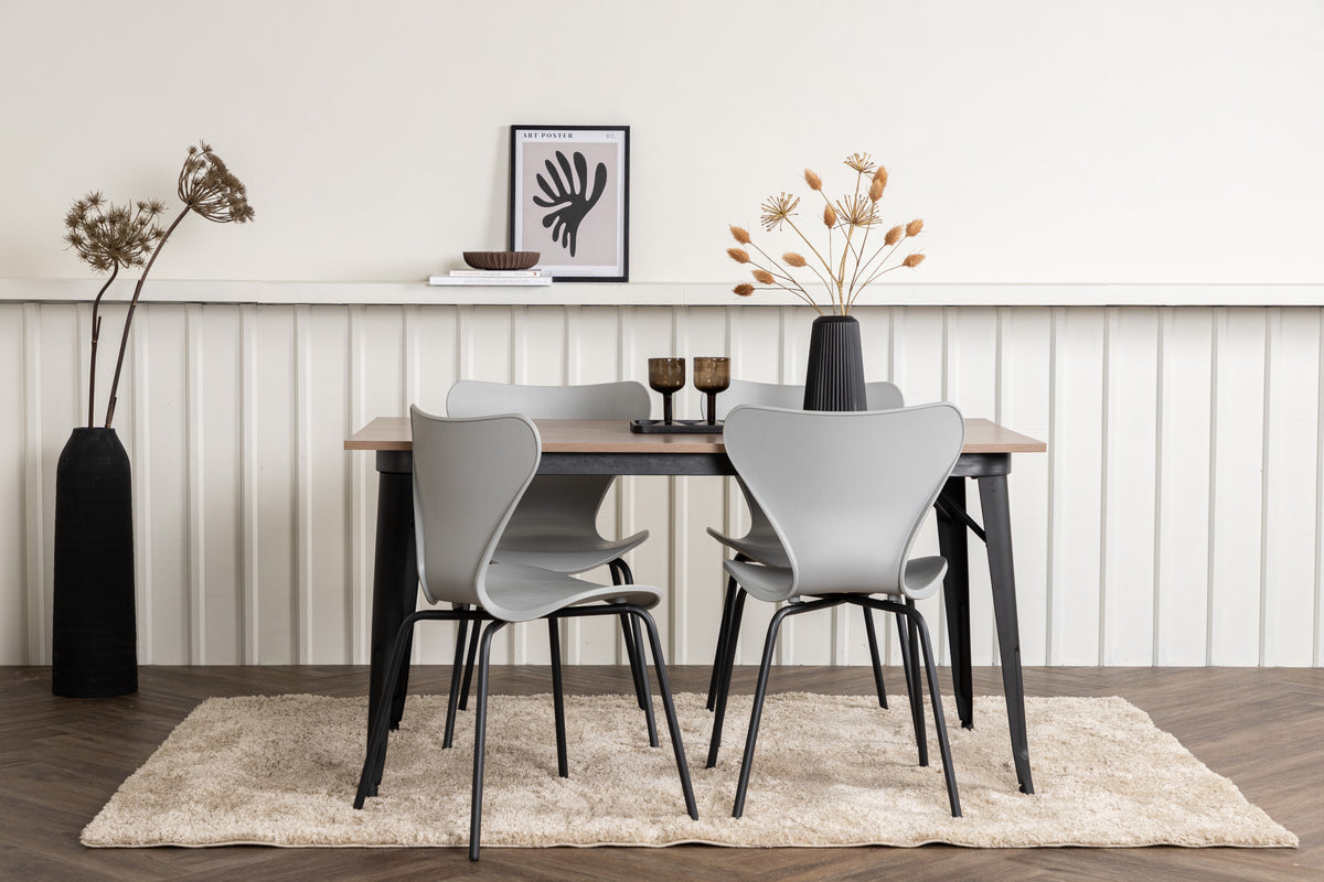 Venture Design Tempe & Estes Matbord 80x140 + Matstolar Ljusgrå