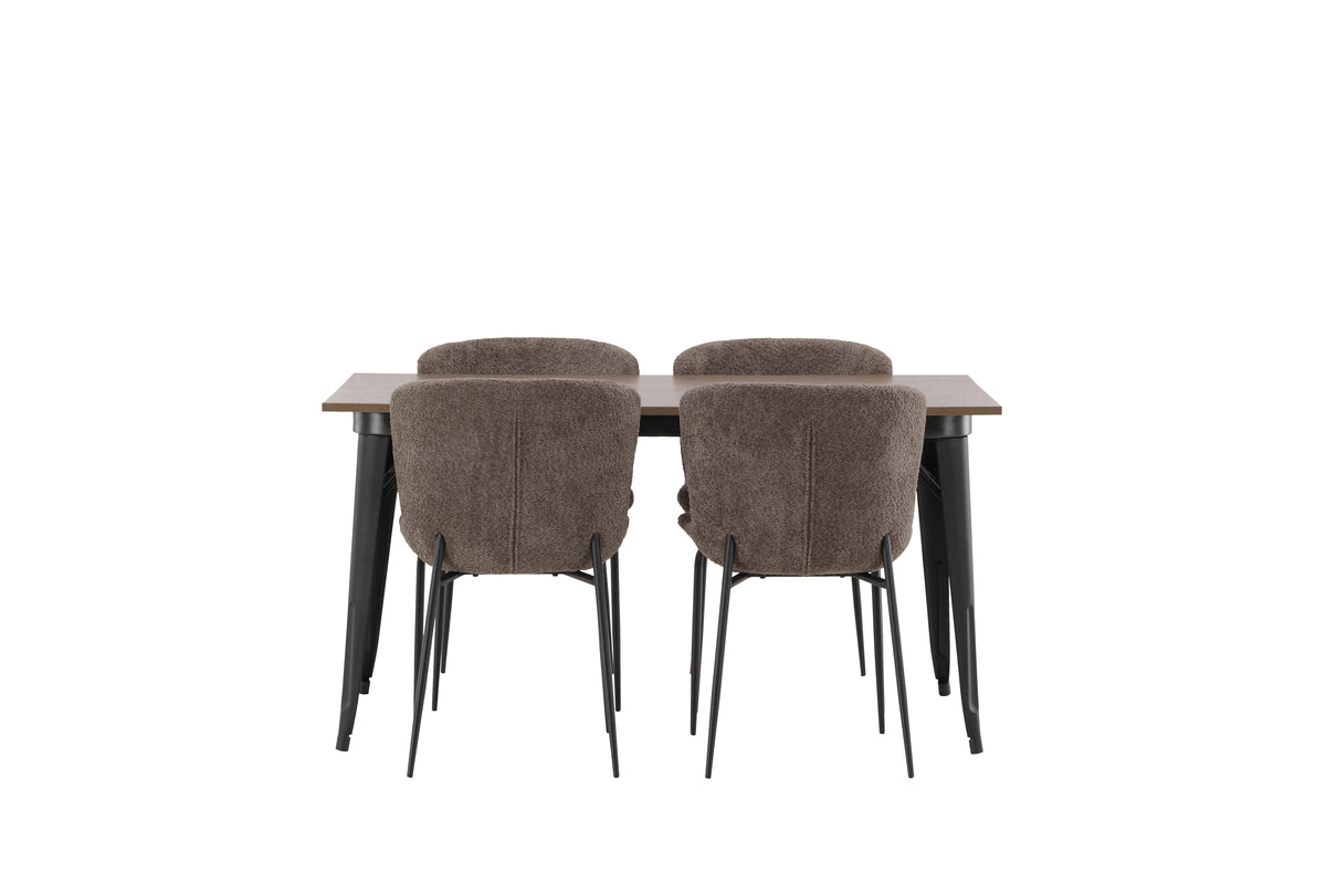 Venture Design Tempe & Modesto Rektangulära Matbord 140 x 80 Valnöt + Matstolar 2-pack Beige
