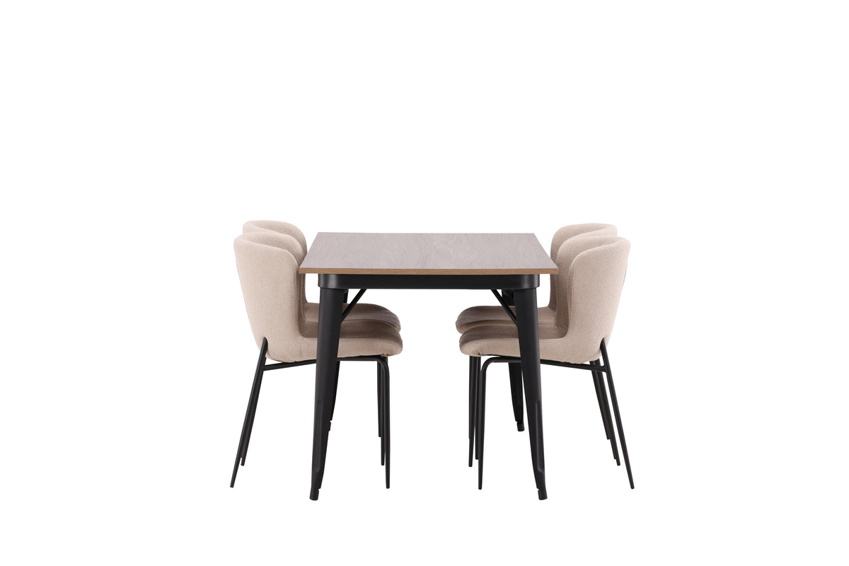Venture Design Tempe & Modesto Rektangulära Matbord 140 x 80 Valnöt + Matstolar 2-pack Brun