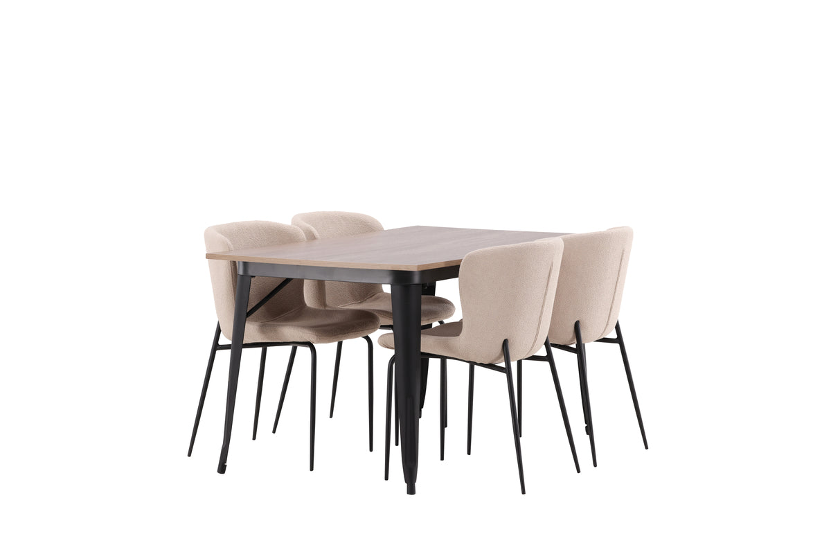 Venture Design Tempe & Modesto Rektangulära Matbord 140 x 80 Valnöt + Matstolar 2-pack Brun