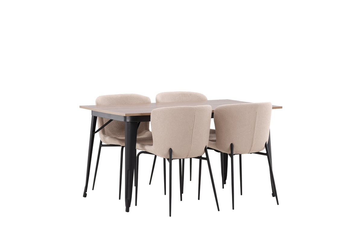 Venture Design Tempe & Modesto Rektangulära Matbord 140 x 80 Valnöt + Matstolar 2-pack Brun