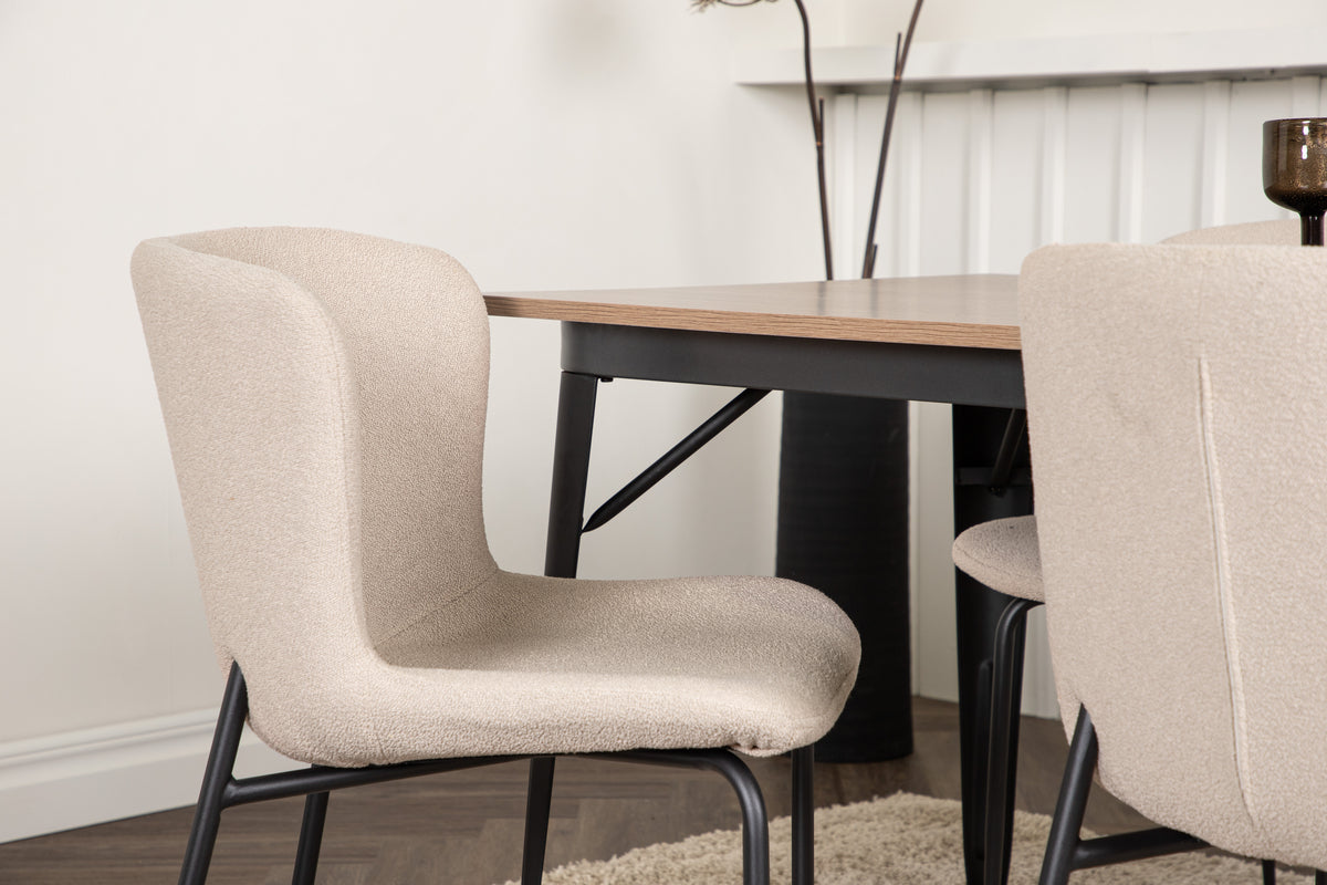 Venture Design Tempe & Modesto Rektangulära Matbord 140 x 80 Valnöt + Matstolar 2-pack Brun
