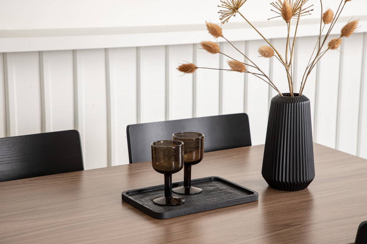 Venture Design Tempe & Montros Rektangulära Matbord 140 x 80 Valnöt + Matstolar 2-pack Svart
