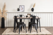 Venture Design Tempe Rektangulära Matbord 140 x 80 Valnöt + Matstolar 4-pack Svart