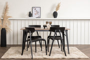 Venture Design Tempe & Ursholmen Rektangulära Matbord 140 x 80 Valnöt + Matstolar 2-pack Svart