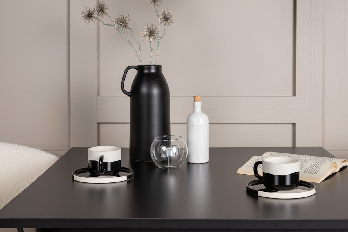 Venture Design Chico & Tempe Matstolar 2-pack Vit + Rektangulära Matbord 80 x 80 Svart