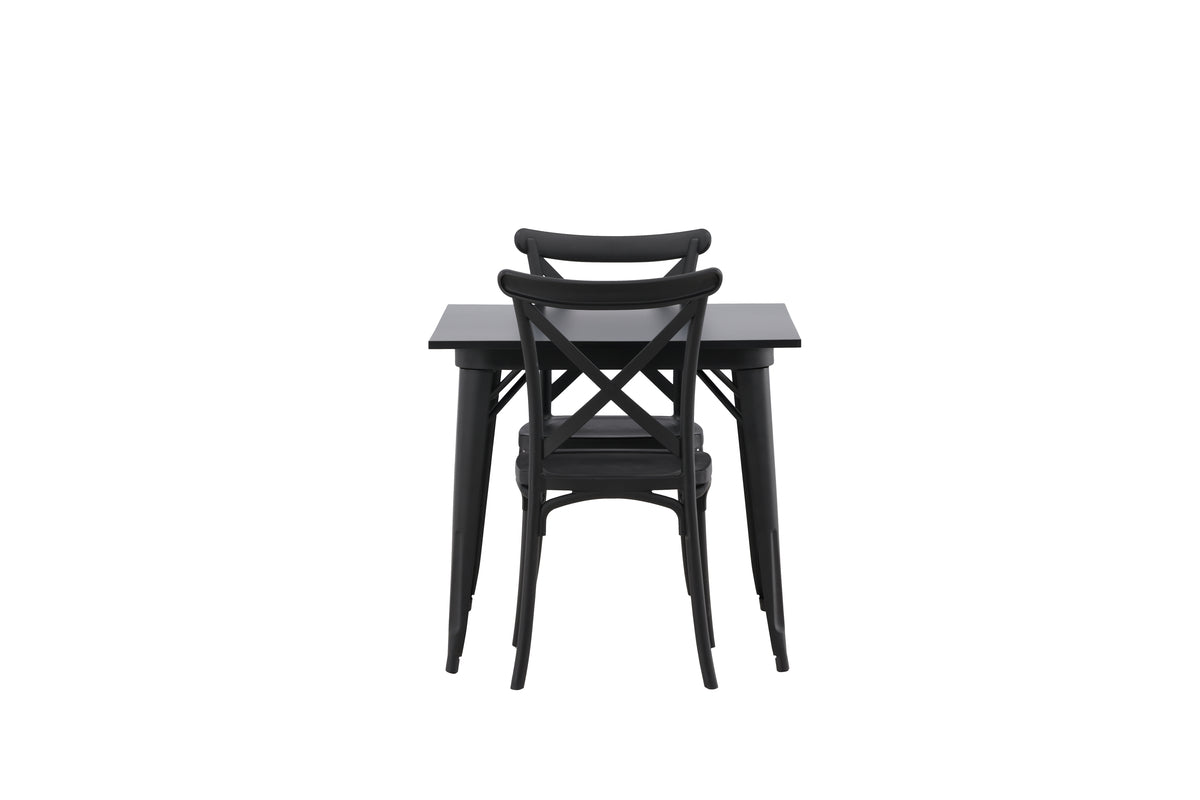 Venture Design Crosett & Tempe Matstolar 2-pack Svart + Rektangulära Matbord 80 x 80 Svart