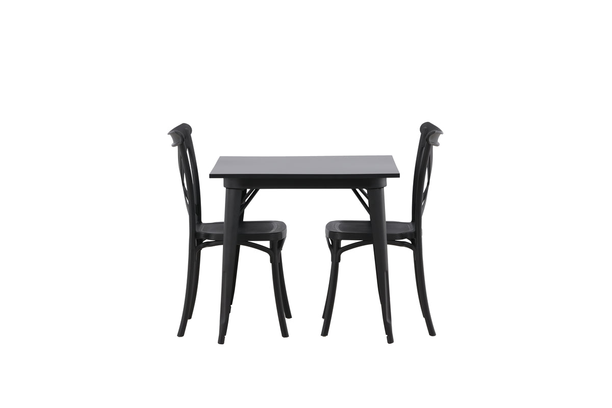 Venture Design Crosett & Tempe Matstolar 2-pack Svart + Rektangulära Matbord 80 x 80 Svart
