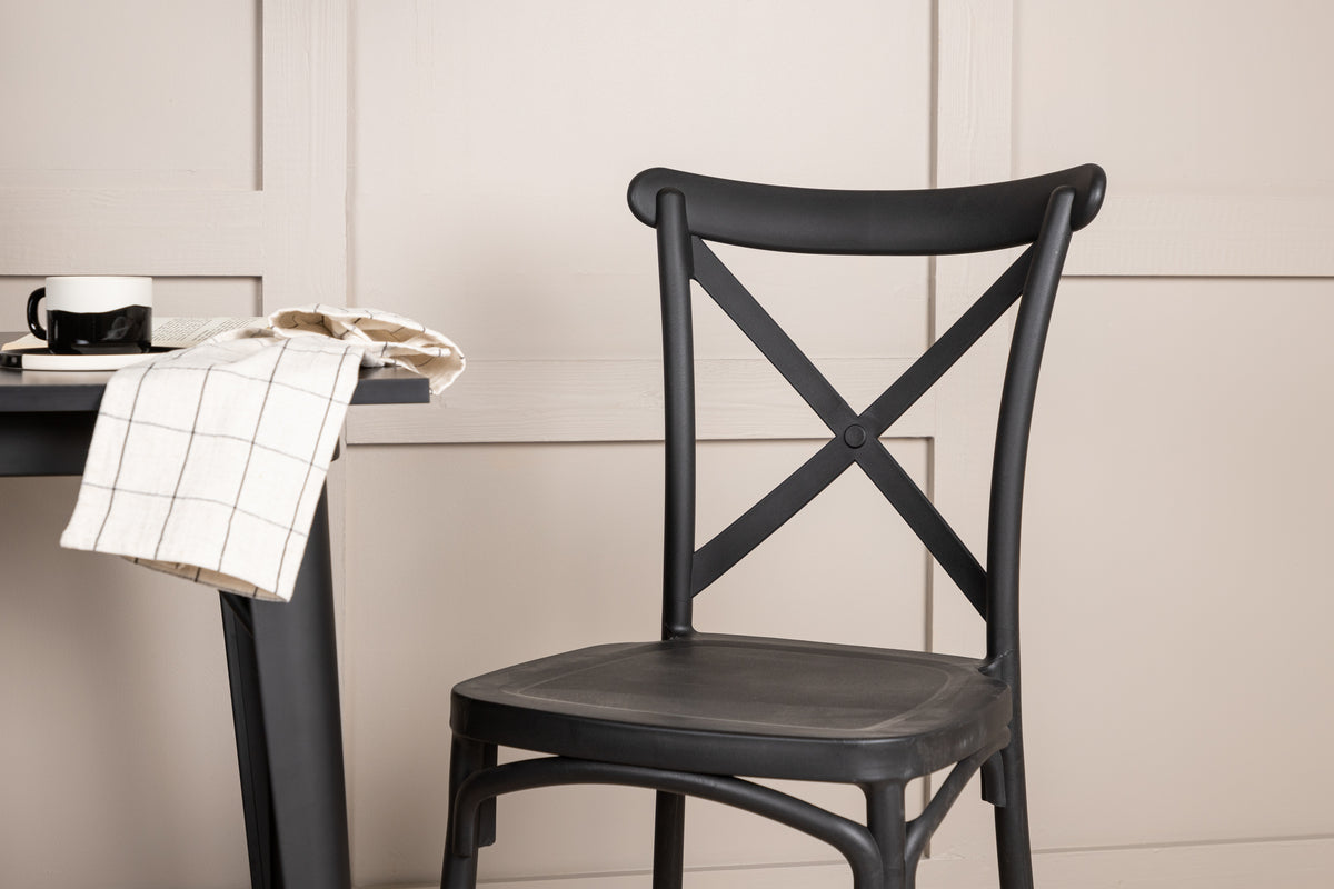 Venture Design Crosett & Tempe Matstolar 2-pack Svart + Rektangulära Matbord 80 x 80 Svart