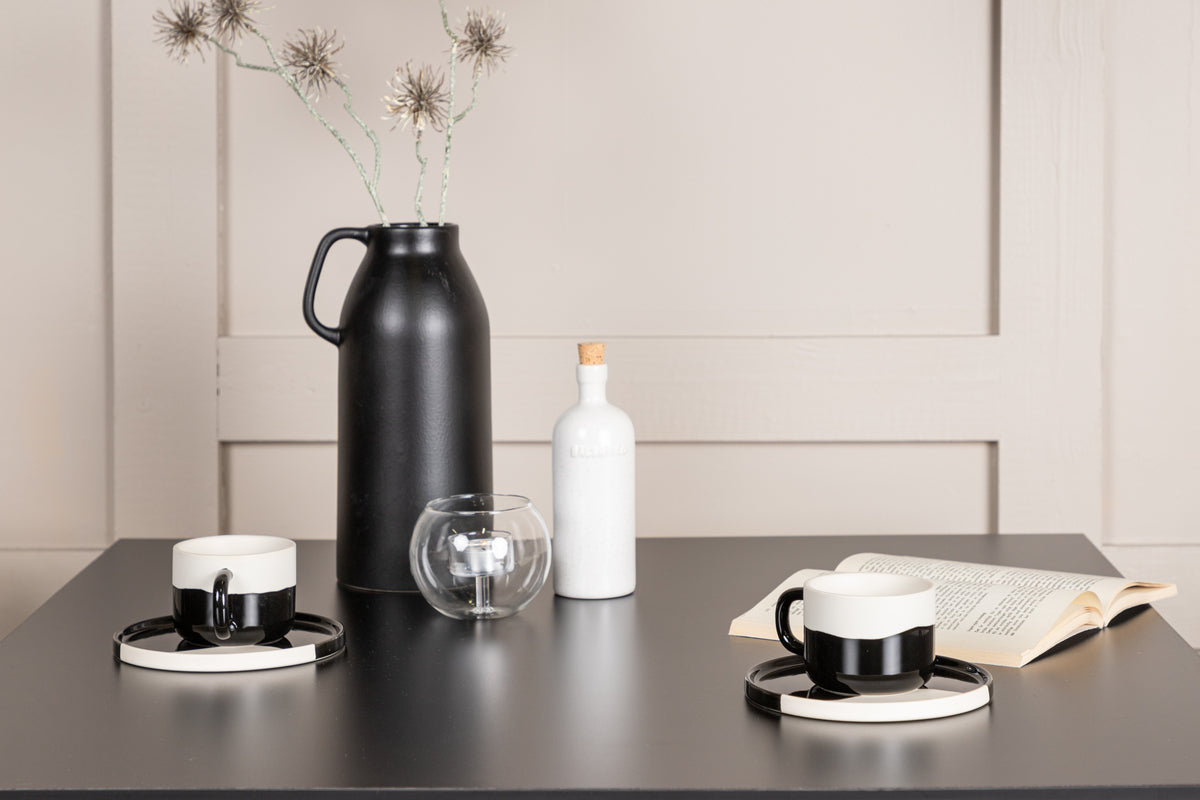 Venture Design Tempe & Dyrön Rektangulära Matbord 80 x 80 Svart + Matstolar 2-pack Svart