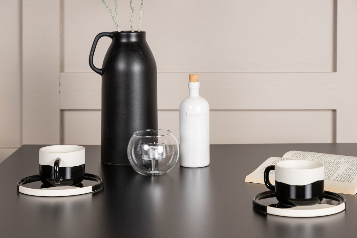 Venture Design Tempe & Dyrön Rektangulära Matbord 80 x 80 Svart + Matstolar 2-pack Ljusgrå