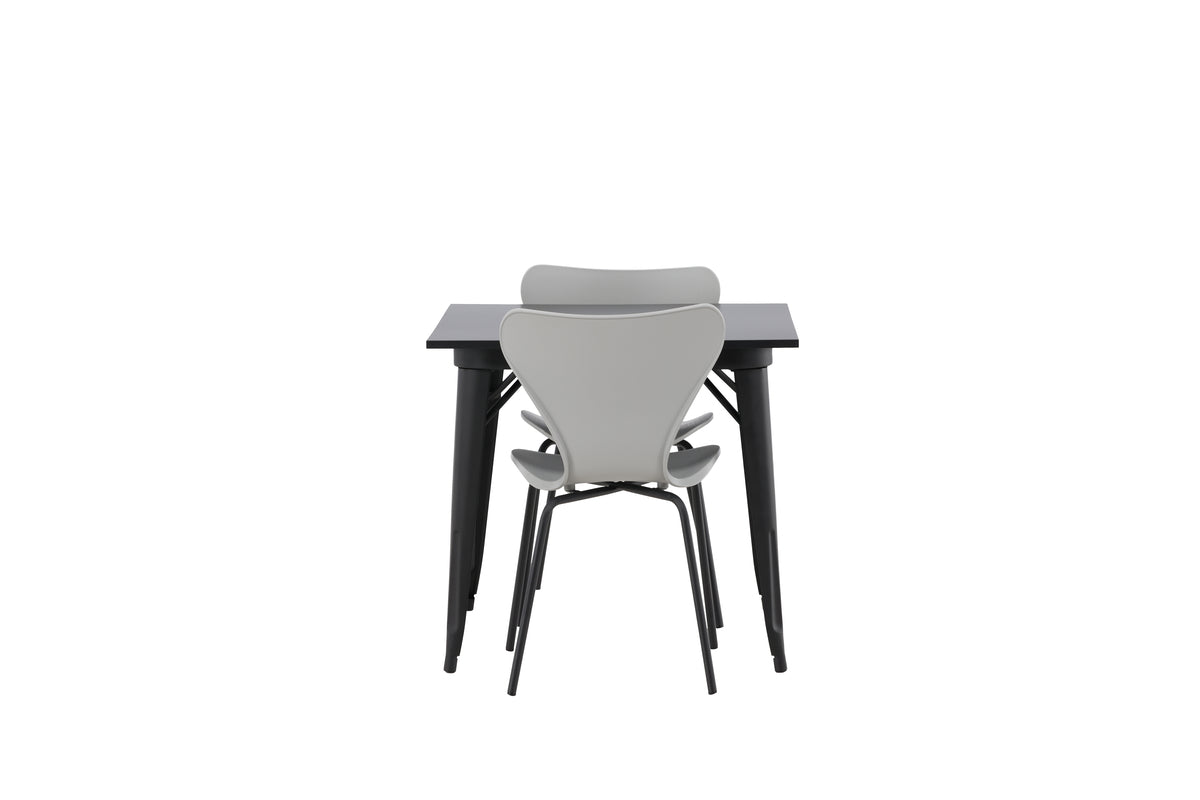 Venture Design Tempe & Estes Matbord 80x80 + Matstolar Ljusgrå