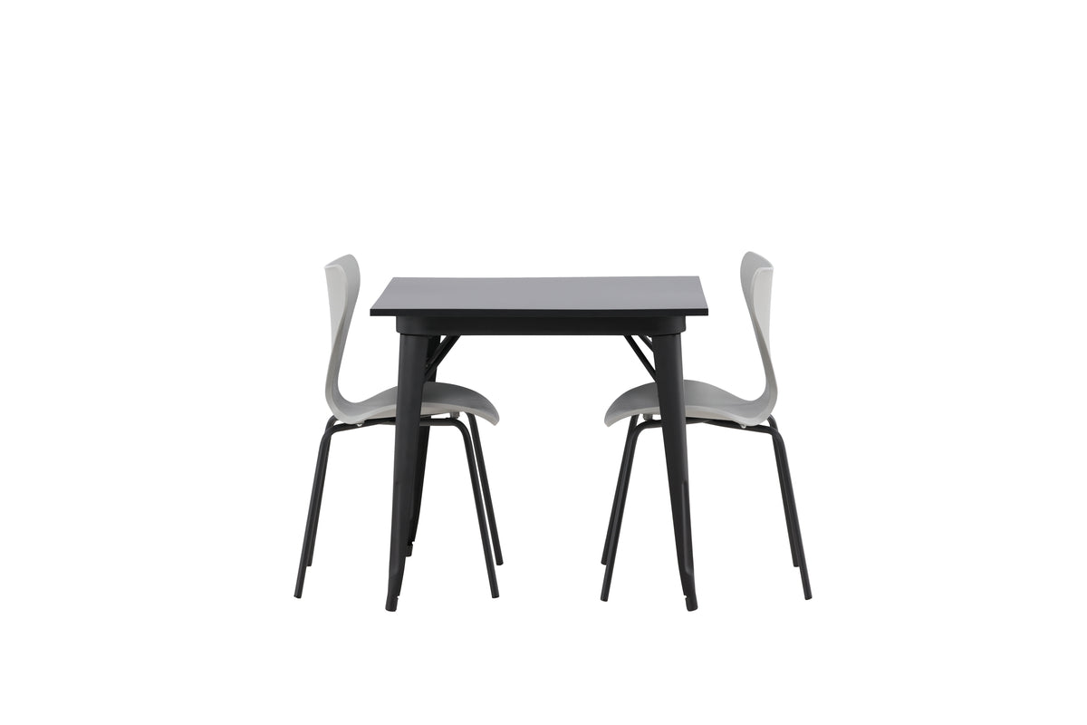 Venture Design Tempe & Estes Matbord 80x80 + Matstolar Ljusgrå