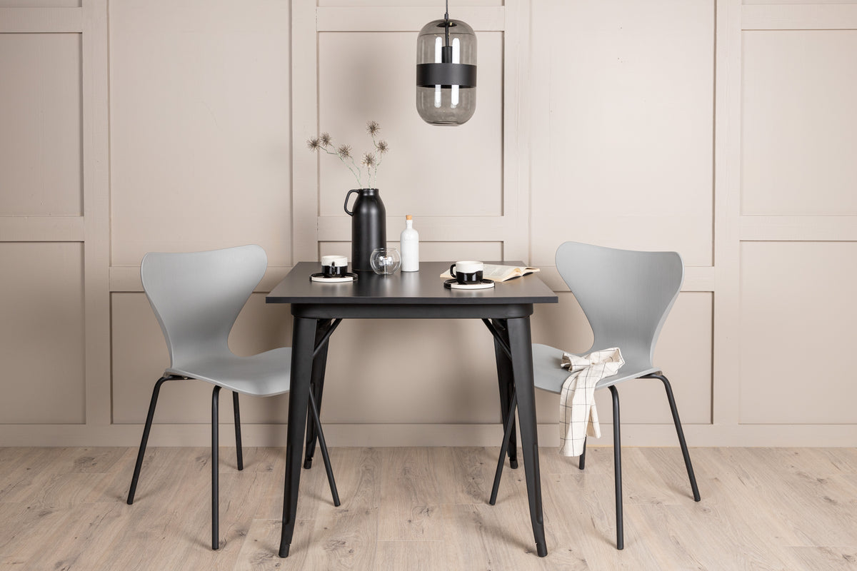 Venture Design Tempe & Estes Matbord 80x80 + Matstolar Ljusgrå