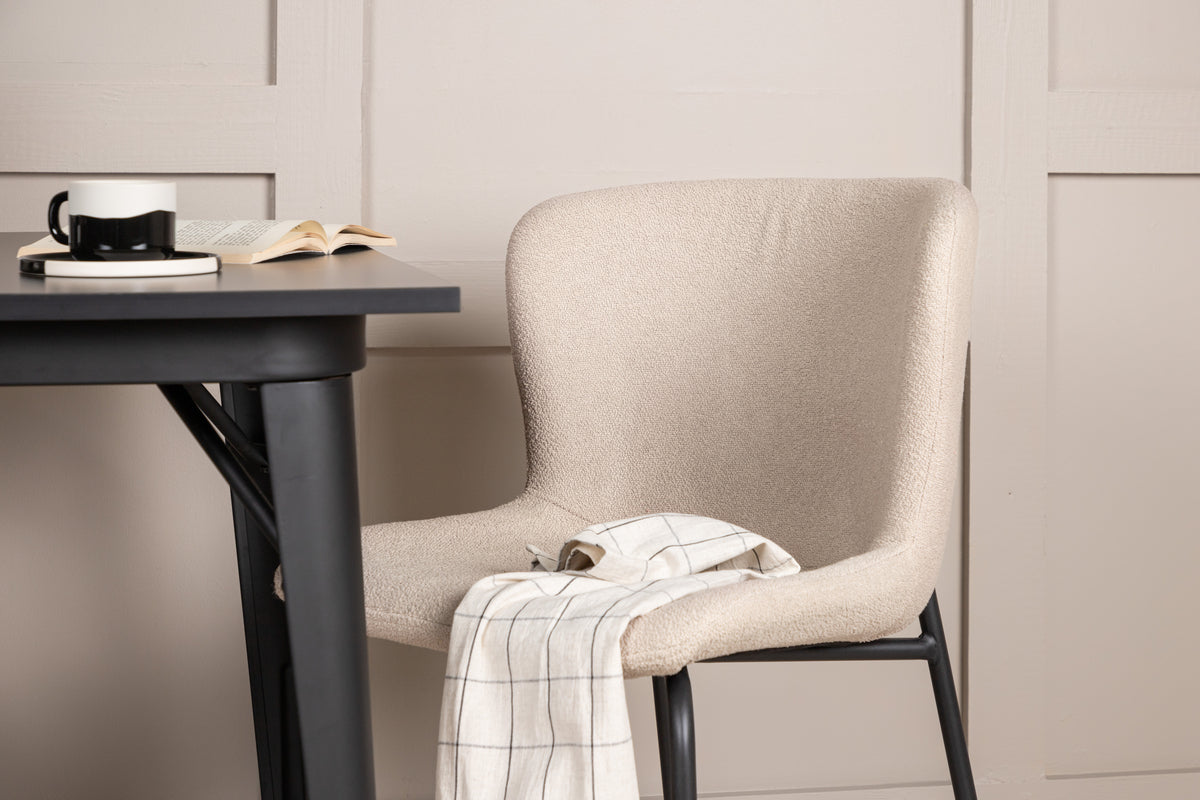 Venture Design Tempe & Modesto Rektangulära Matbord 80 x 80 Svart + Matstolar 2-pack Beige