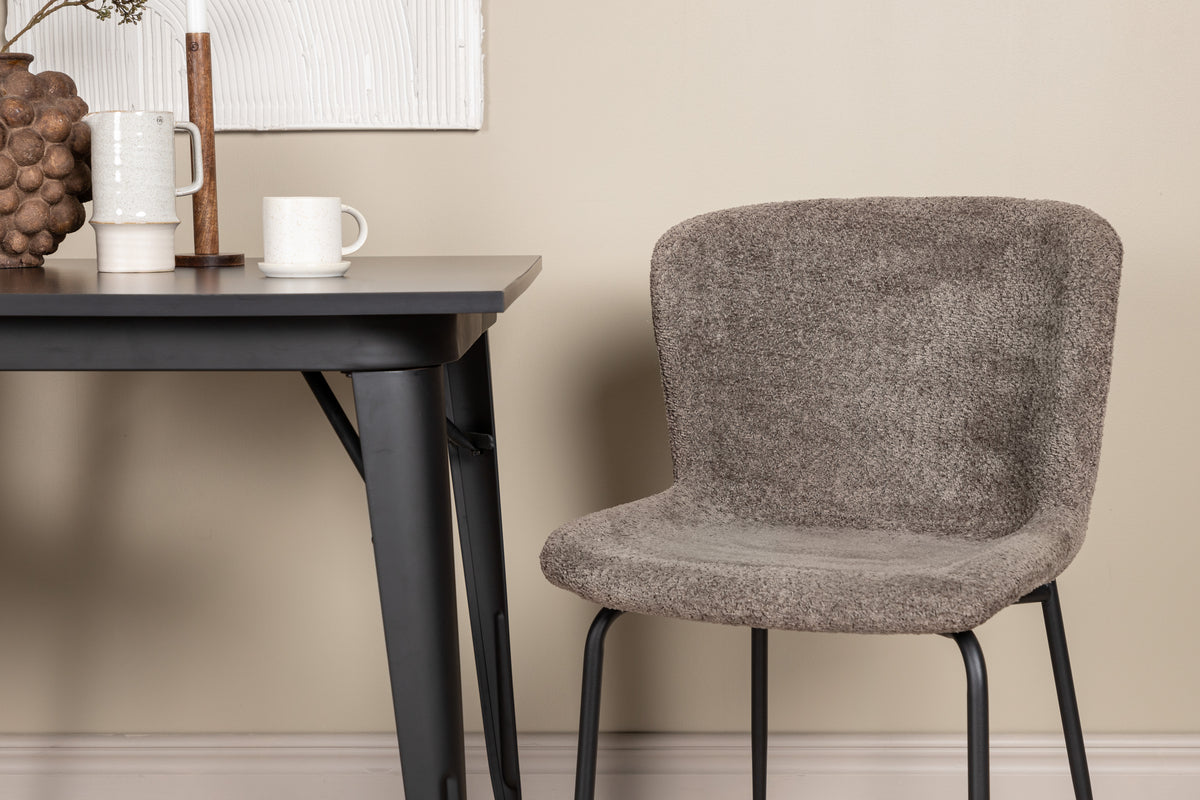 Venture Design Tempe & Modesto Rektangulära Matbord 80 x 80 Svart + Matstolar 2-pack Brun