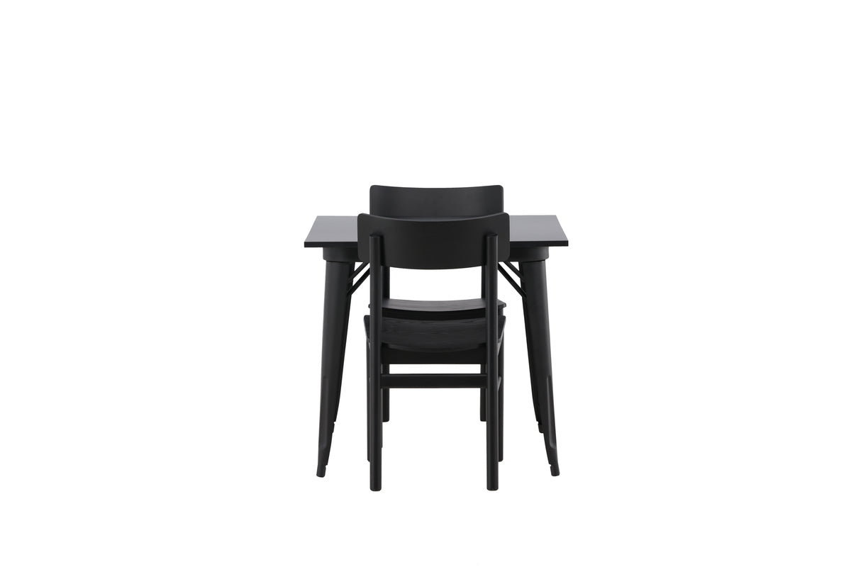 Venture Design Tempe & Montros Rektangulära Matbord 80 x 80 Svart + Matstolar 2-pack Svart