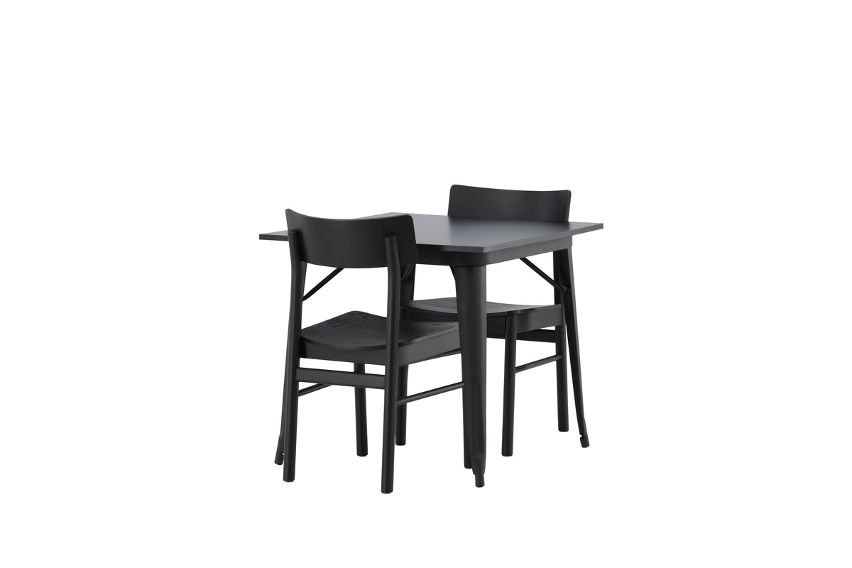 Venture Design Tempe & Montros Rektangulära Matbord 80 x 80 Svart + Matstolar 2-pack Svart